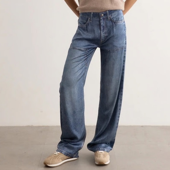 rag & bone Pants - Rag & Bone Miramar Tencel Faux Denim Liquid Jean Wide Leg Pants